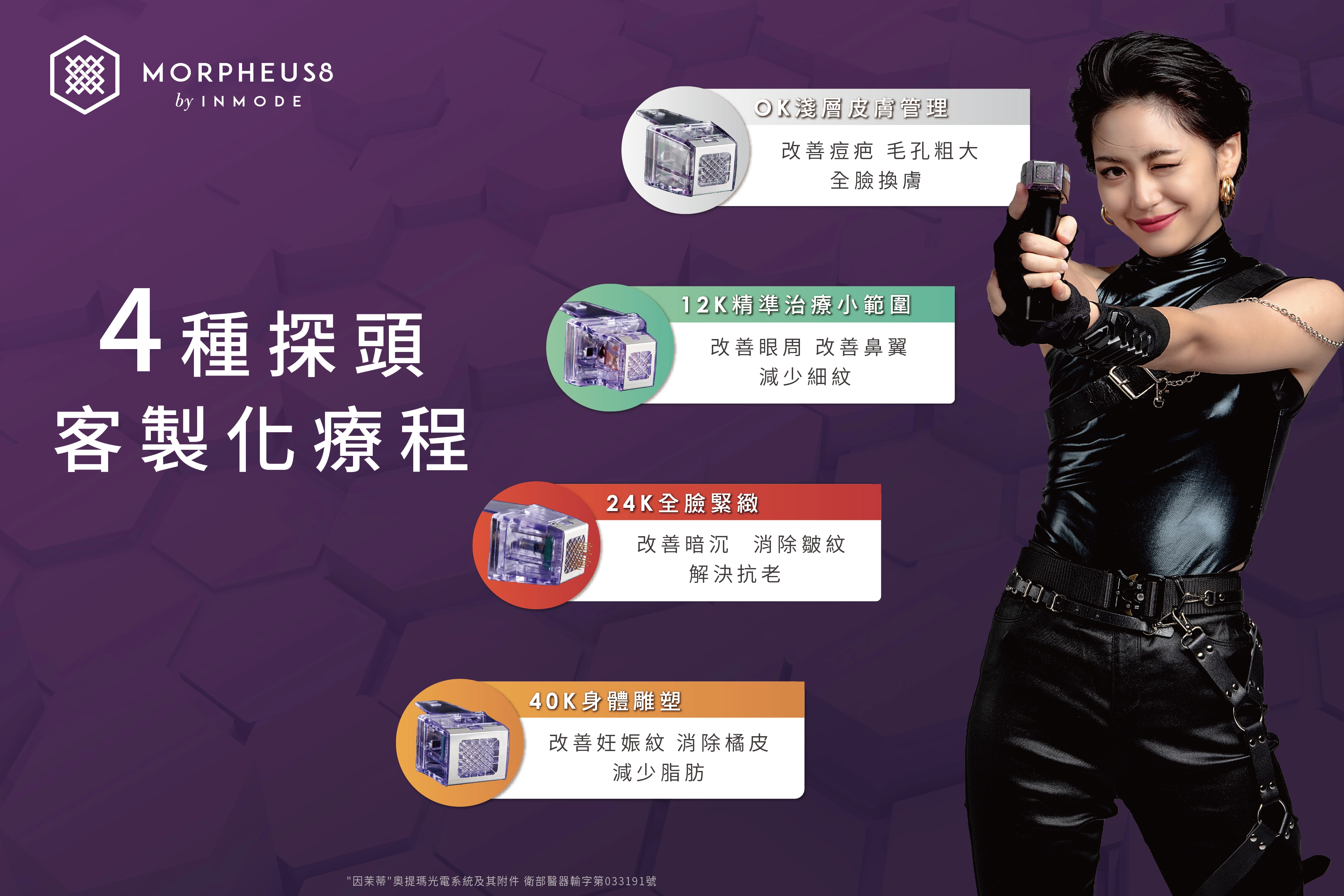 墨菲斯電波4種探頭，對應不同深度與需求