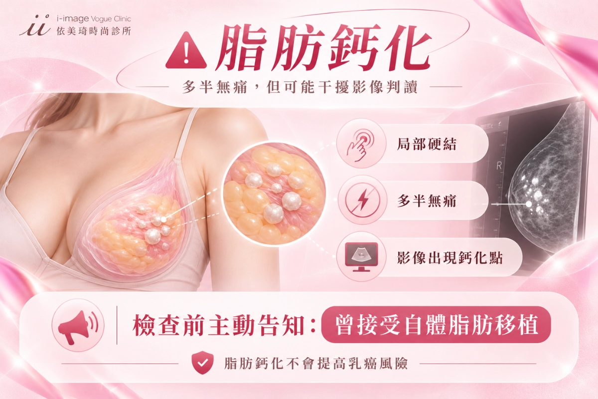 自體脂肪隆乳後遺症：脂肪鈣化