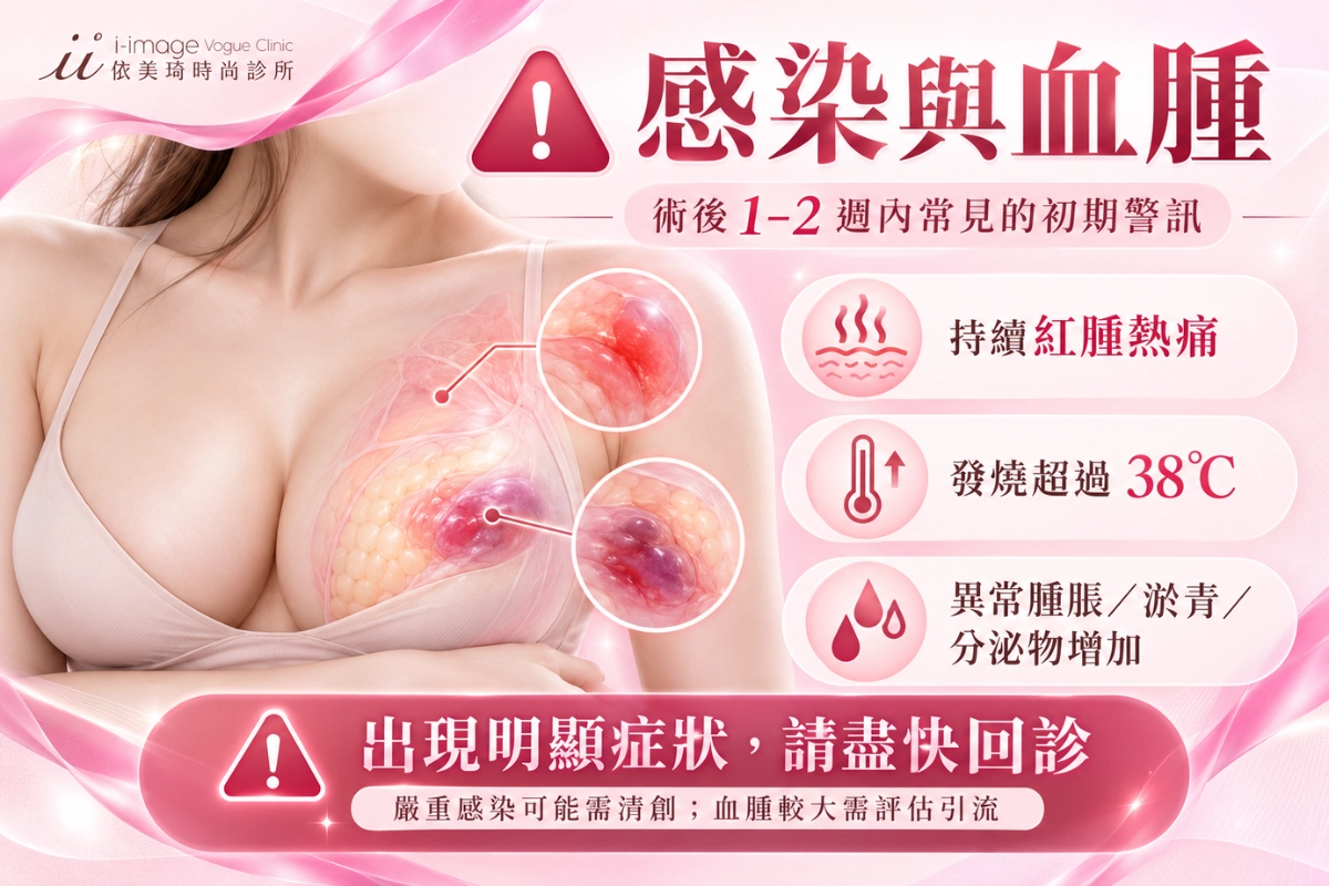 自體脂肪隆乳後遺症：感染與血腫