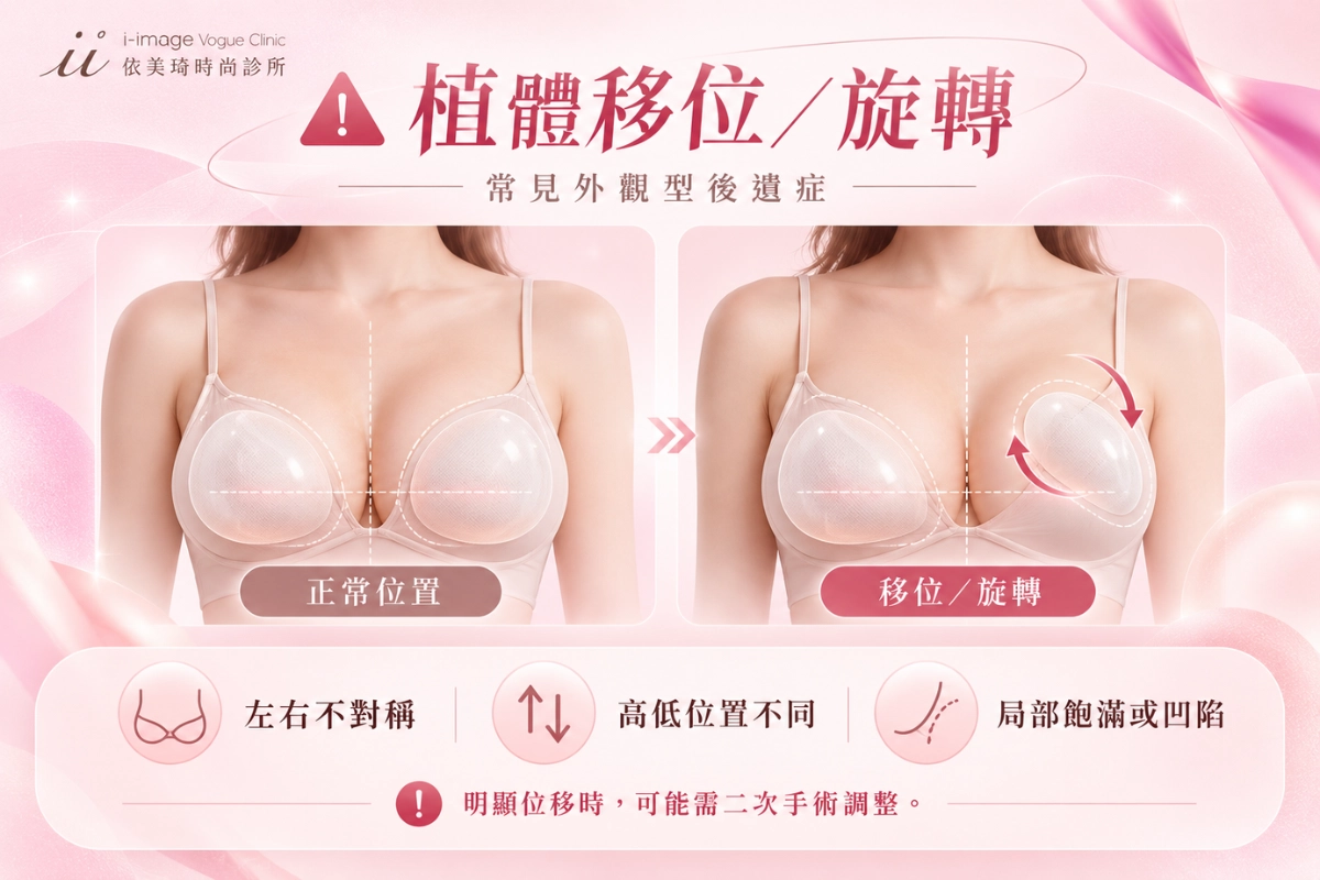 假體隆乳後遺症：植入物移位或旋轉