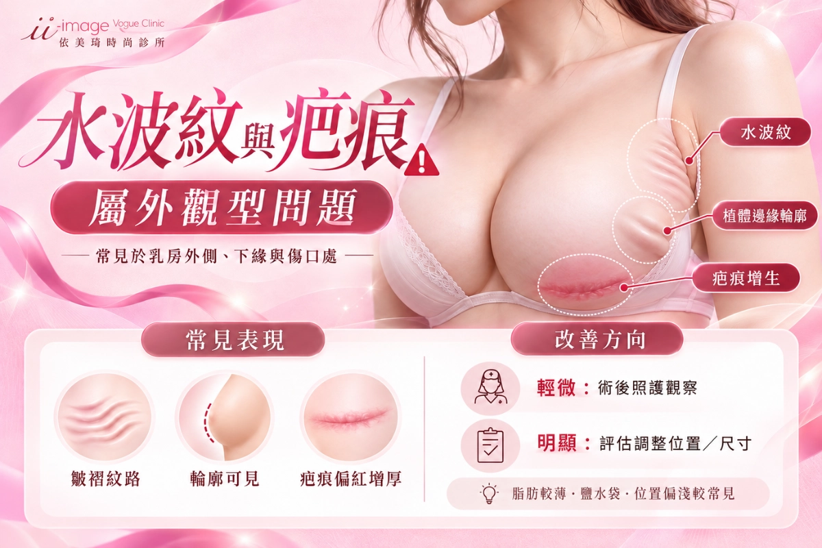 假體隆乳後遺症：水波紋與疤痕等外觀問題