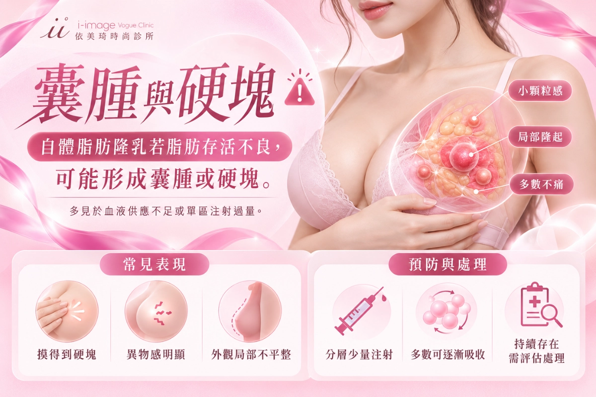 自體脂肪隆乳後遺症：囊腫與硬塊