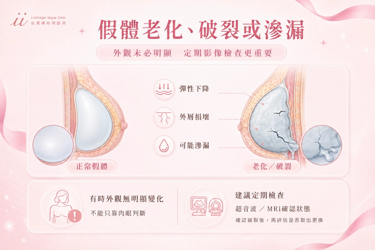 二次隆乳假體老化、破裂或滲漏